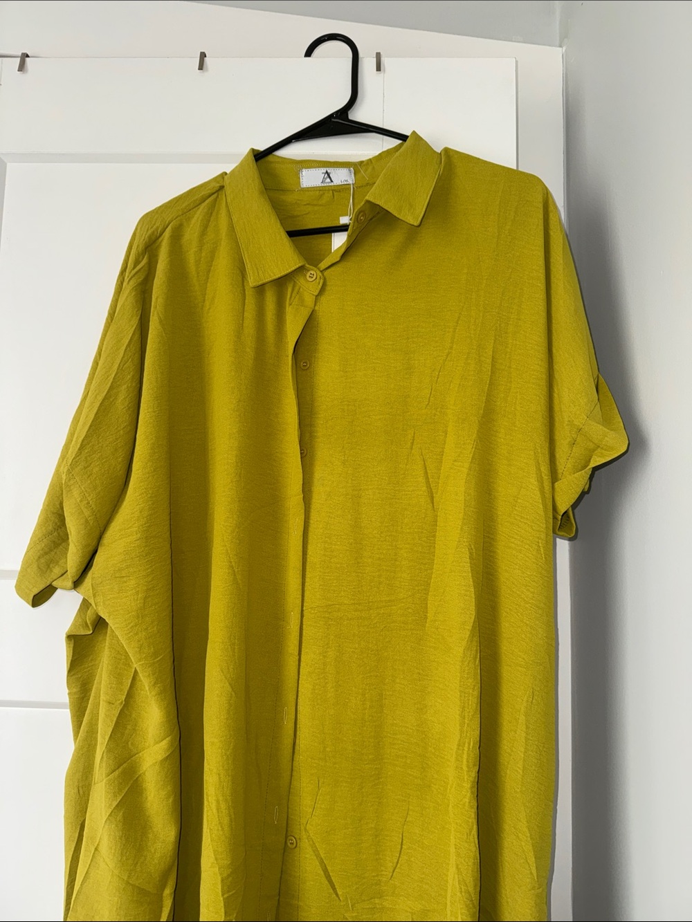 Relaxed Collared Midi Dress in Olive Green